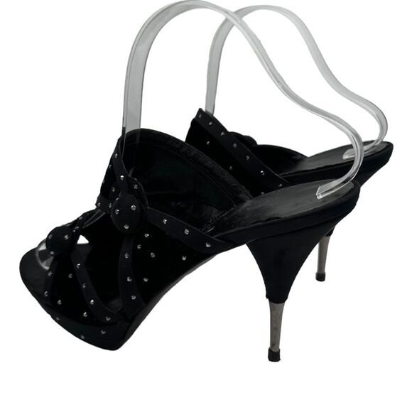 Vintage Y2K Stella McCartney Rhinestone Black Velvet Evening Heels Shoes Size 39 - Picture 12 of 12